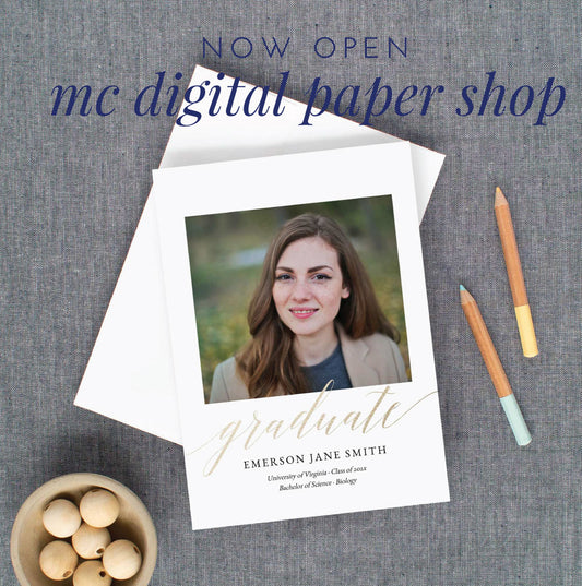 MC Digital Paper Shop / Faux Gold Foil Graduation Announcement