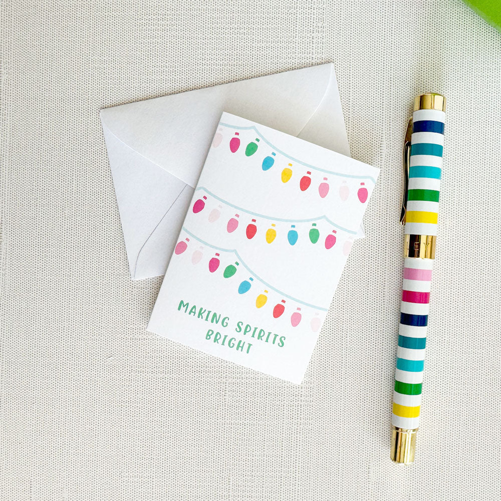 Preppy Christmas Lights Holiday Enclosure Cards
