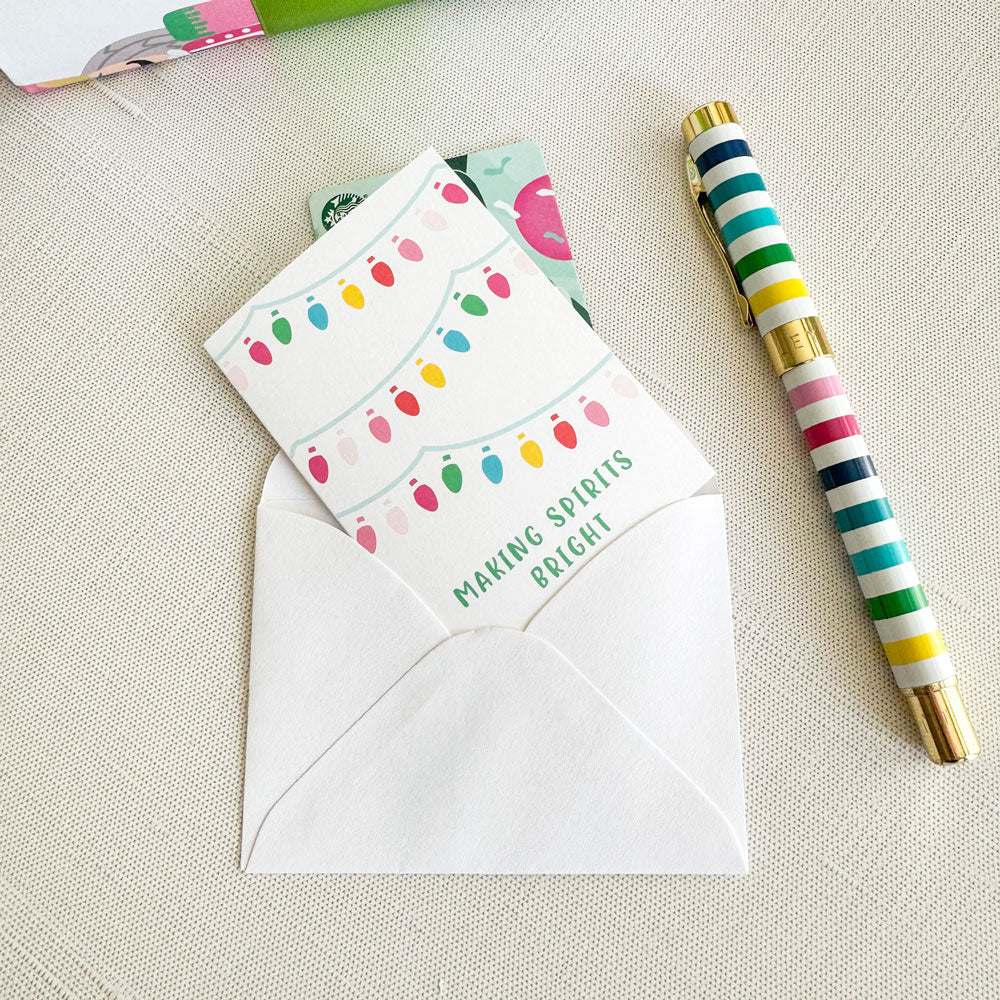 Preppy Christmas Lights Holiday Enclosure Cards