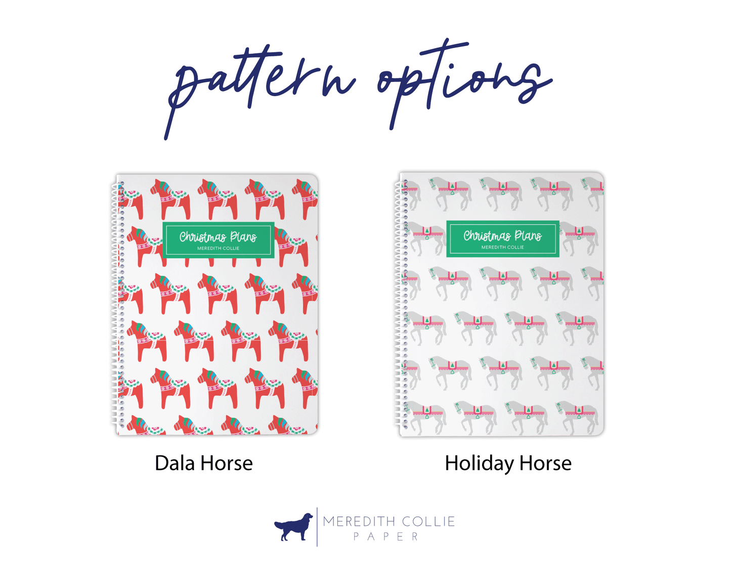 data horse Christmas pattern, holiday horse Christmas pattern, personalized Christmas planner, equestrian christmas