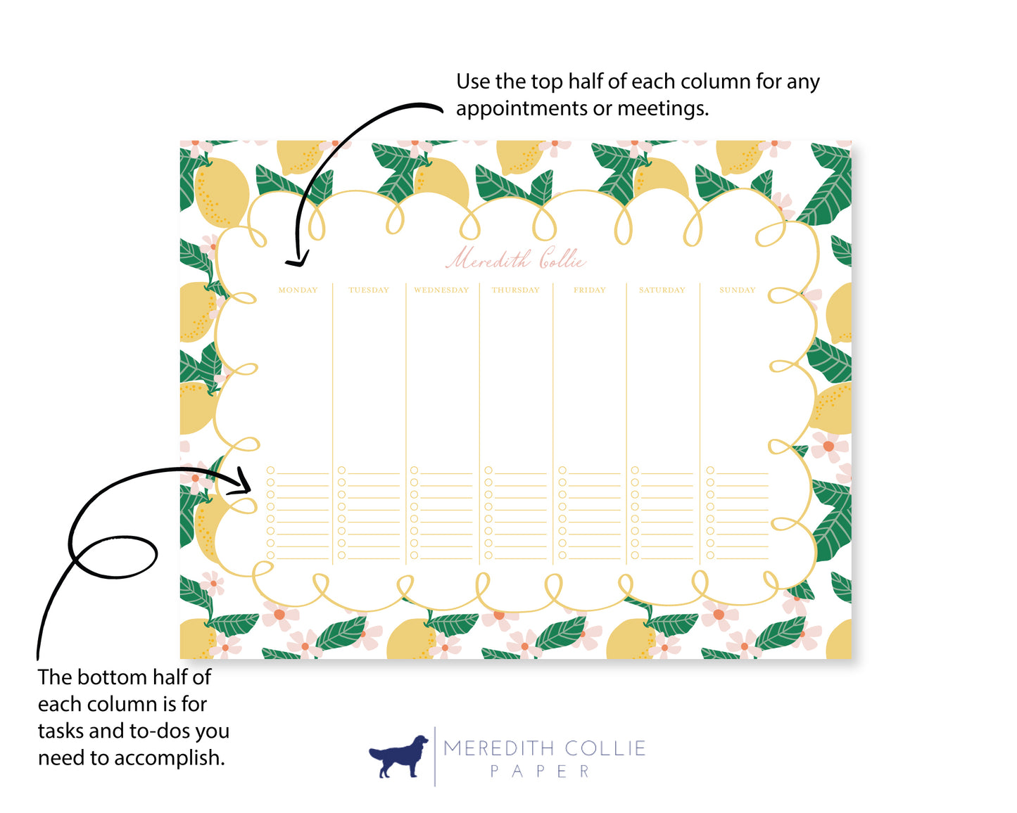 Lemon Personalized Weekly Planner Notepad