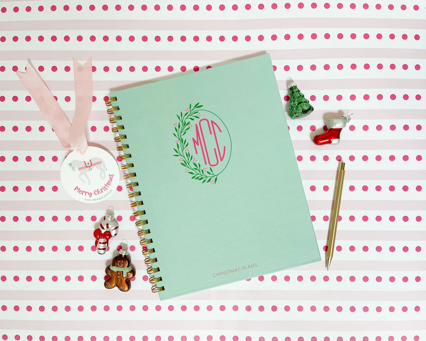 monogram holiday planner, 5 year planner, Christmas planner