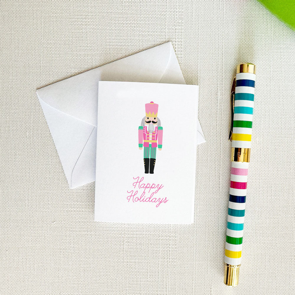 Preppy Nutcracker Modern Christmas Tree Holiday Enclosure Cards