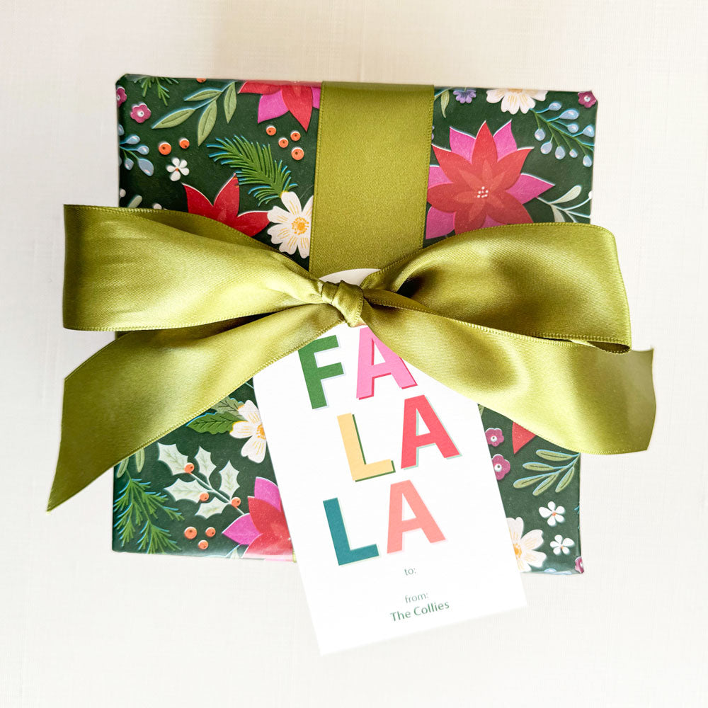 Personalized Retro Fa La La Holiday Arched Gift Tags