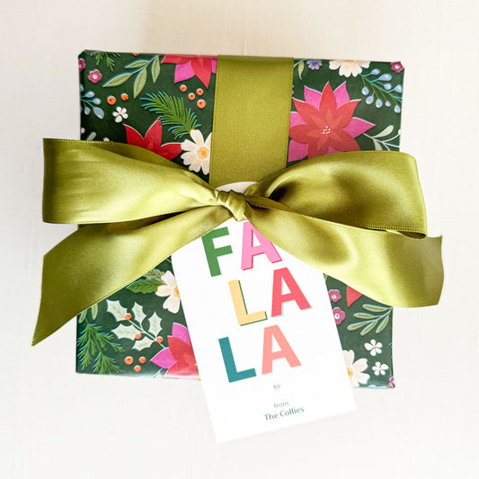 Personalized Retro Fa La La Holiday Arched Gift Tags