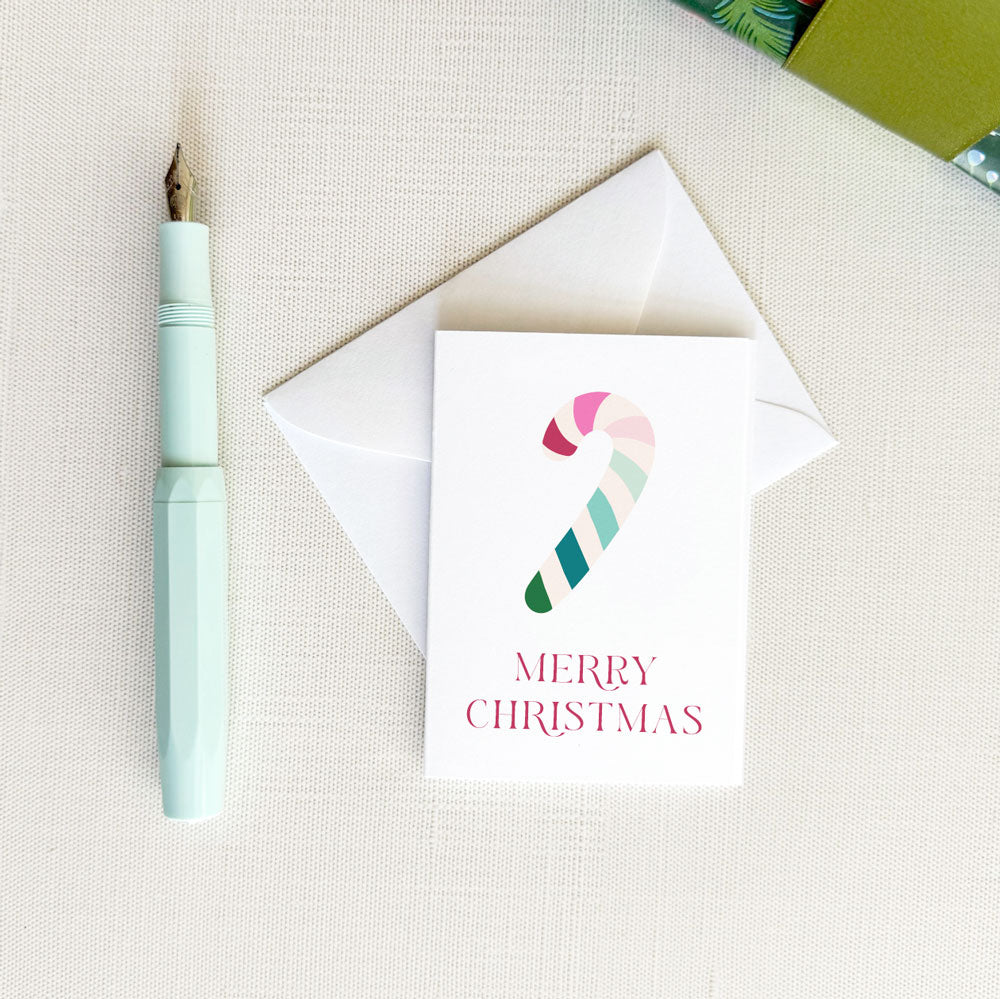 Vintage Rainbow Candy Cane Christmas Gift Card Enclosure Cards