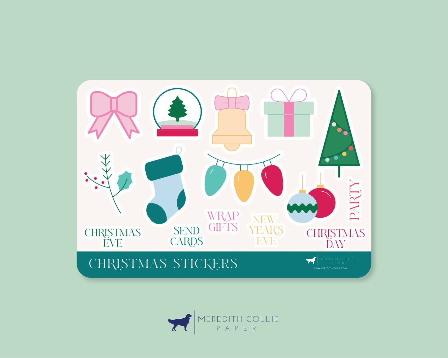 retro vintage jewel tone christmas color palette, Christmas Holiday Planner sticker sheet