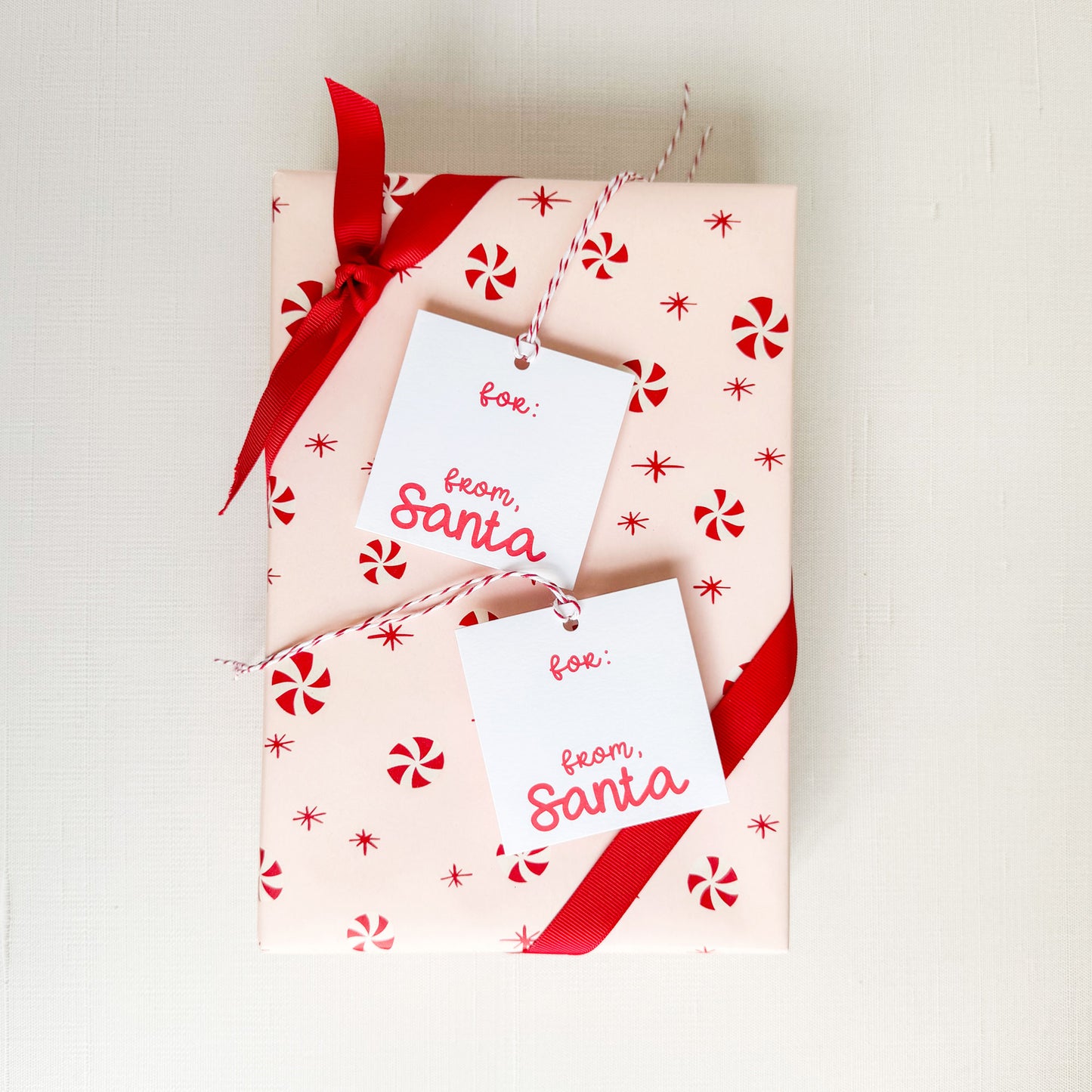 santa gift tags, from santa, square gift tags, preppy Christmas