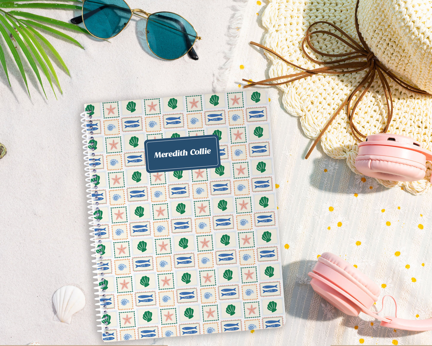 Coastal Seashell Personalized Spiral Notebook