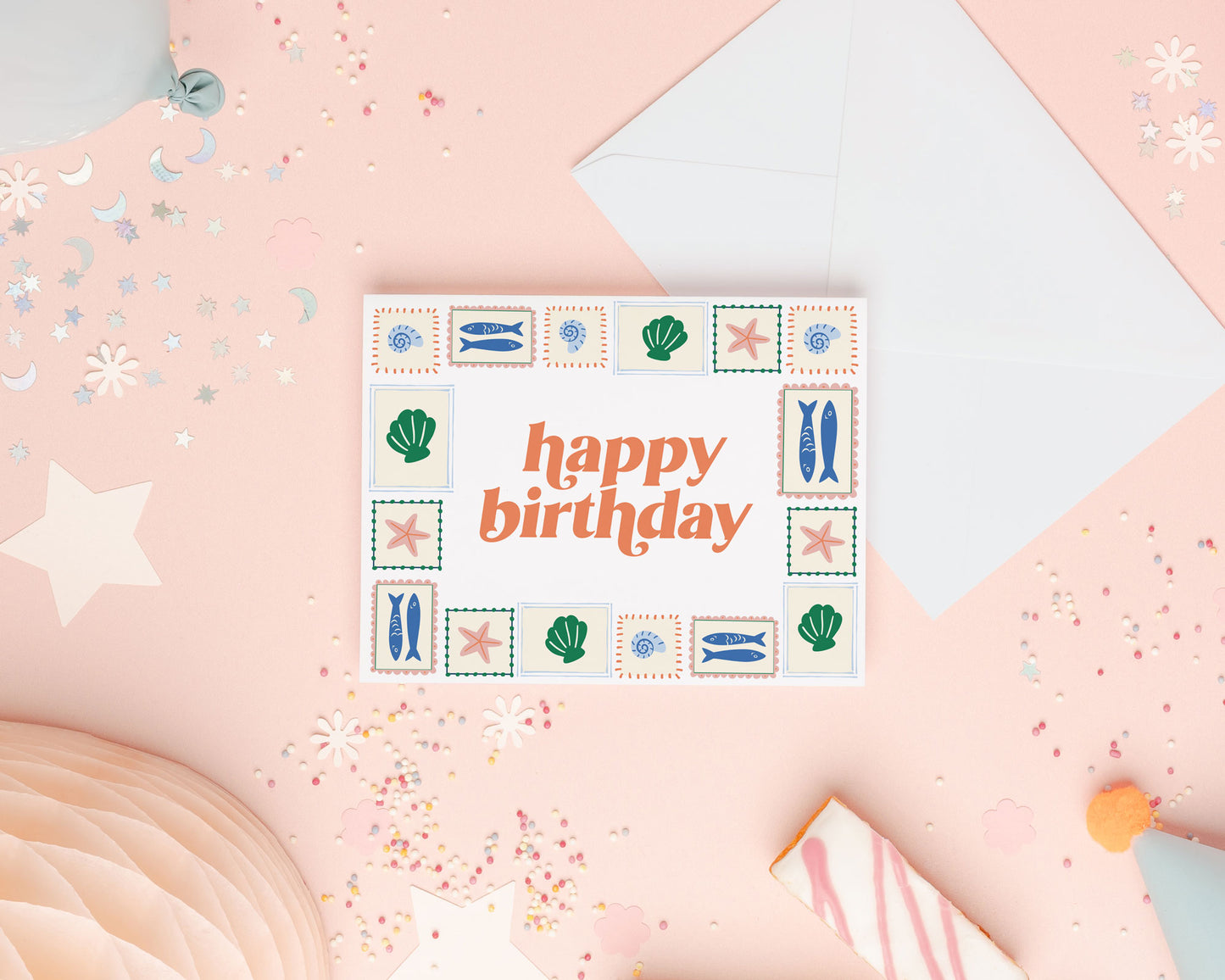 Coastal Seashell Birthday Greeting Card