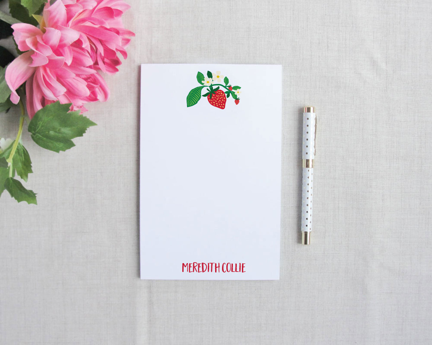 Simple Strawberry Personalized Notepad
