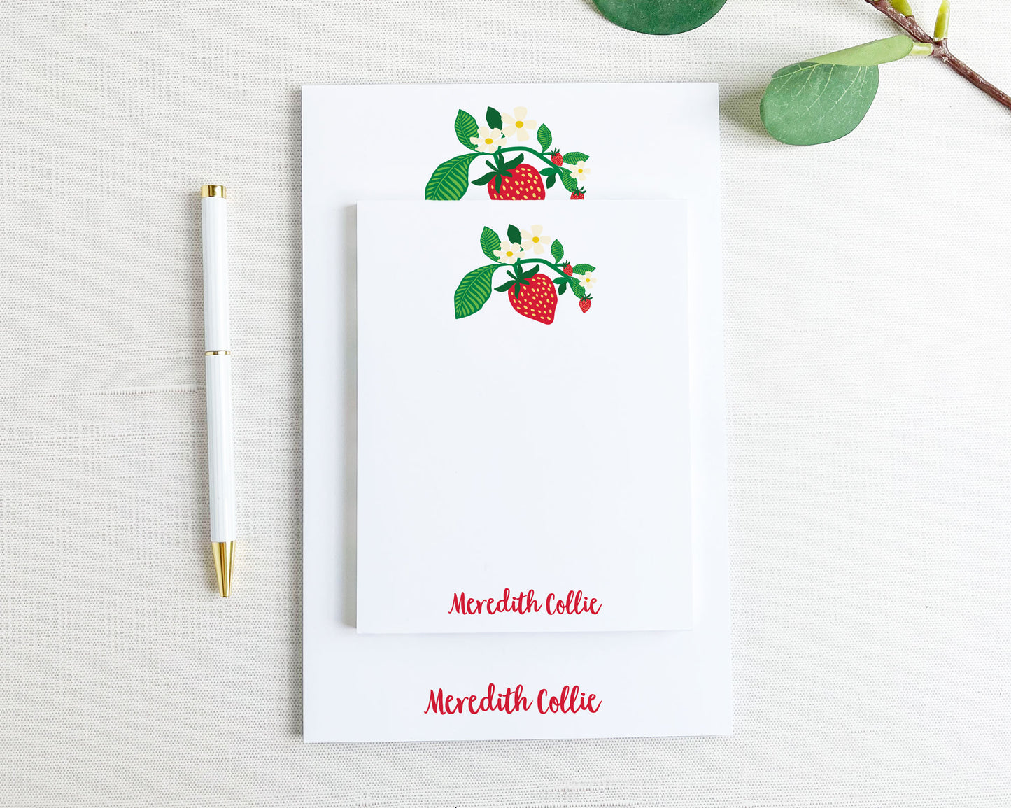Simple Strawberry Personalized Notepad