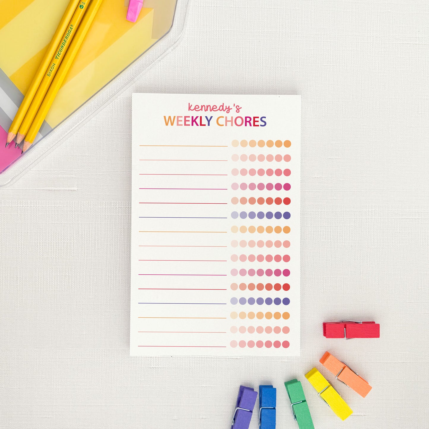 Children's Weekly Chore List Personalized Notepad