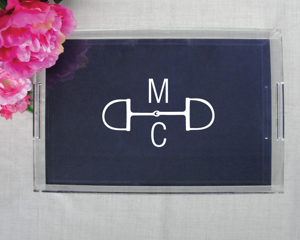 Equestrian Monogram Lucite Tray