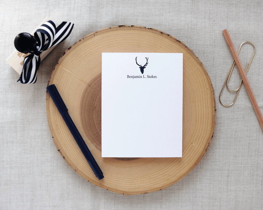 Sporting Gentlemen Deer Silhouette Personalized Small Notepad | Meredith Collie Paper