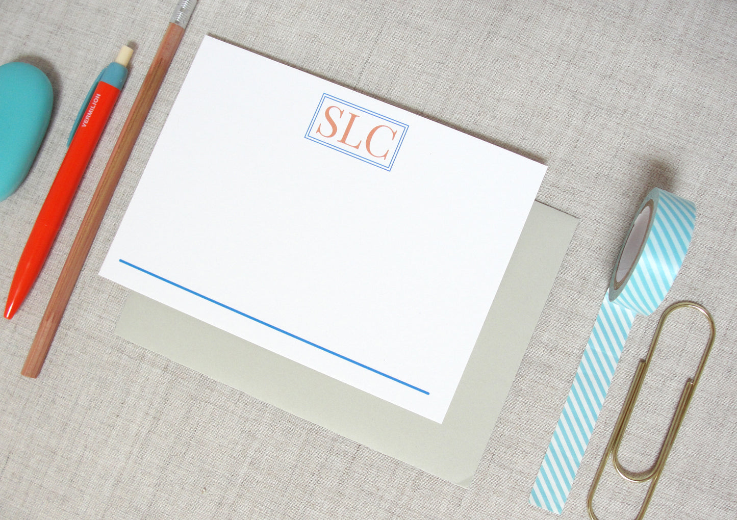 Traditional Three Letter Monogram Stationery | Meredith Collie Paper