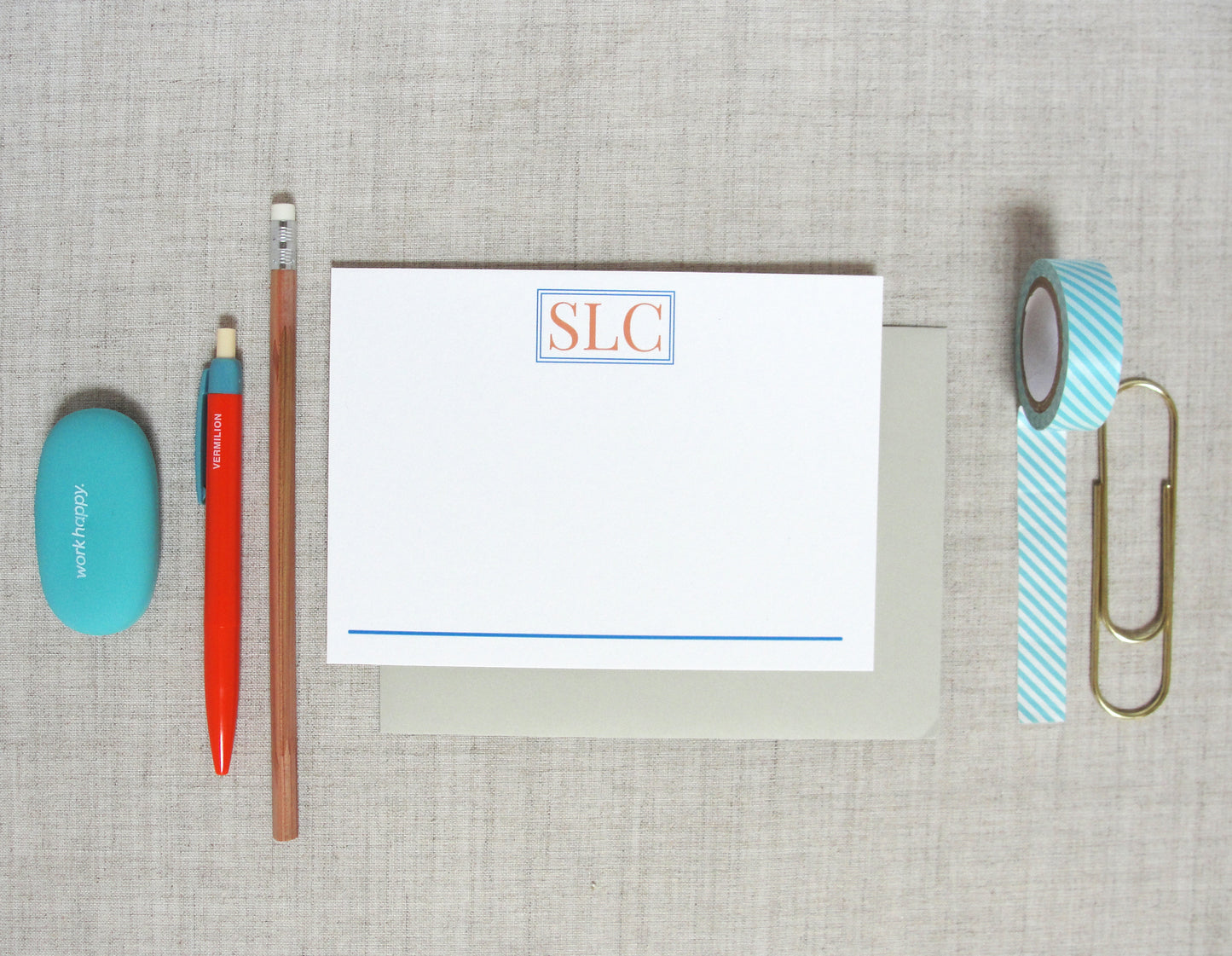 Traditional Three Letter Monogram Stationery | Meredith Collie Paper