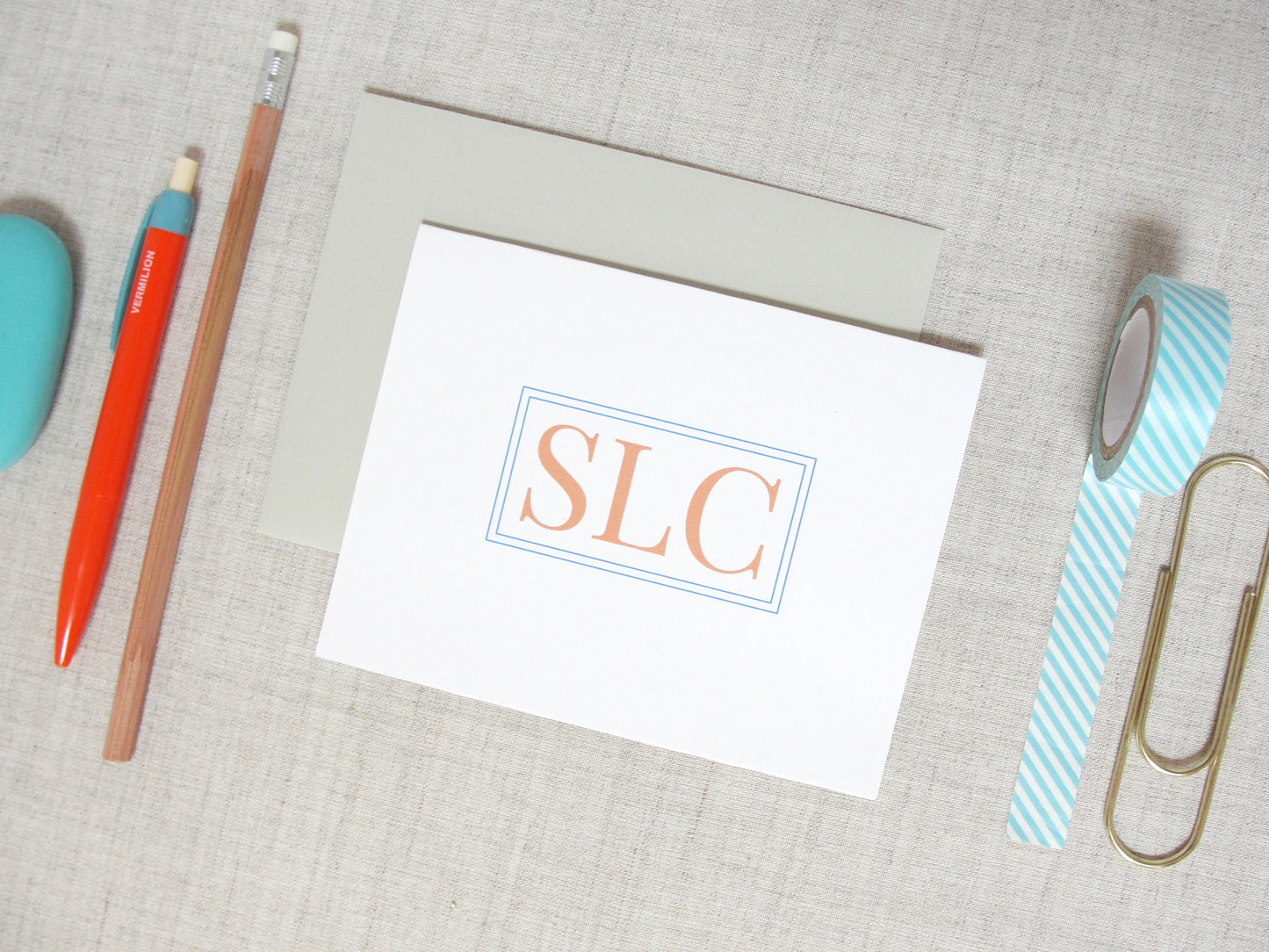 Traditional Three Letter Monogram Note Cards | Meredith Collie Paper