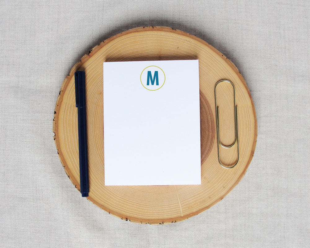 Modern Single Initial Monogram Notepad | Meredith Collie Paper