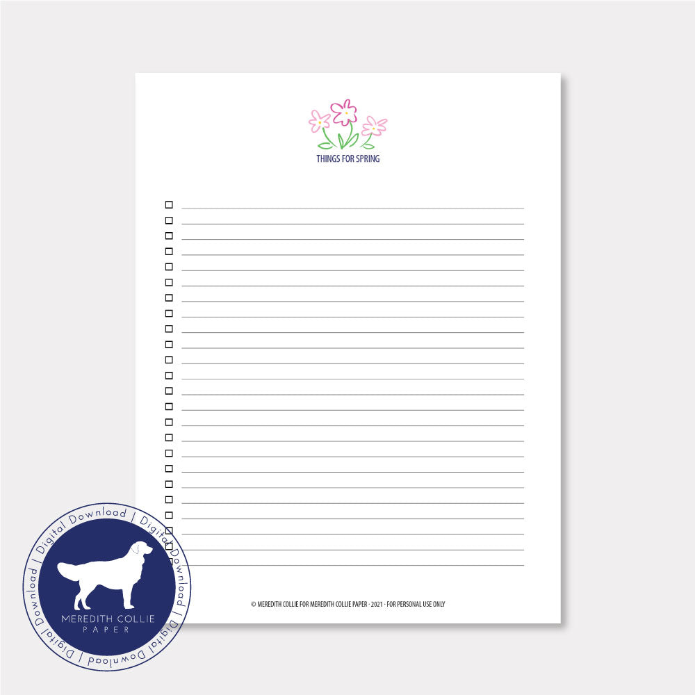 spring bucket list, free download, organizational check list, spring check list