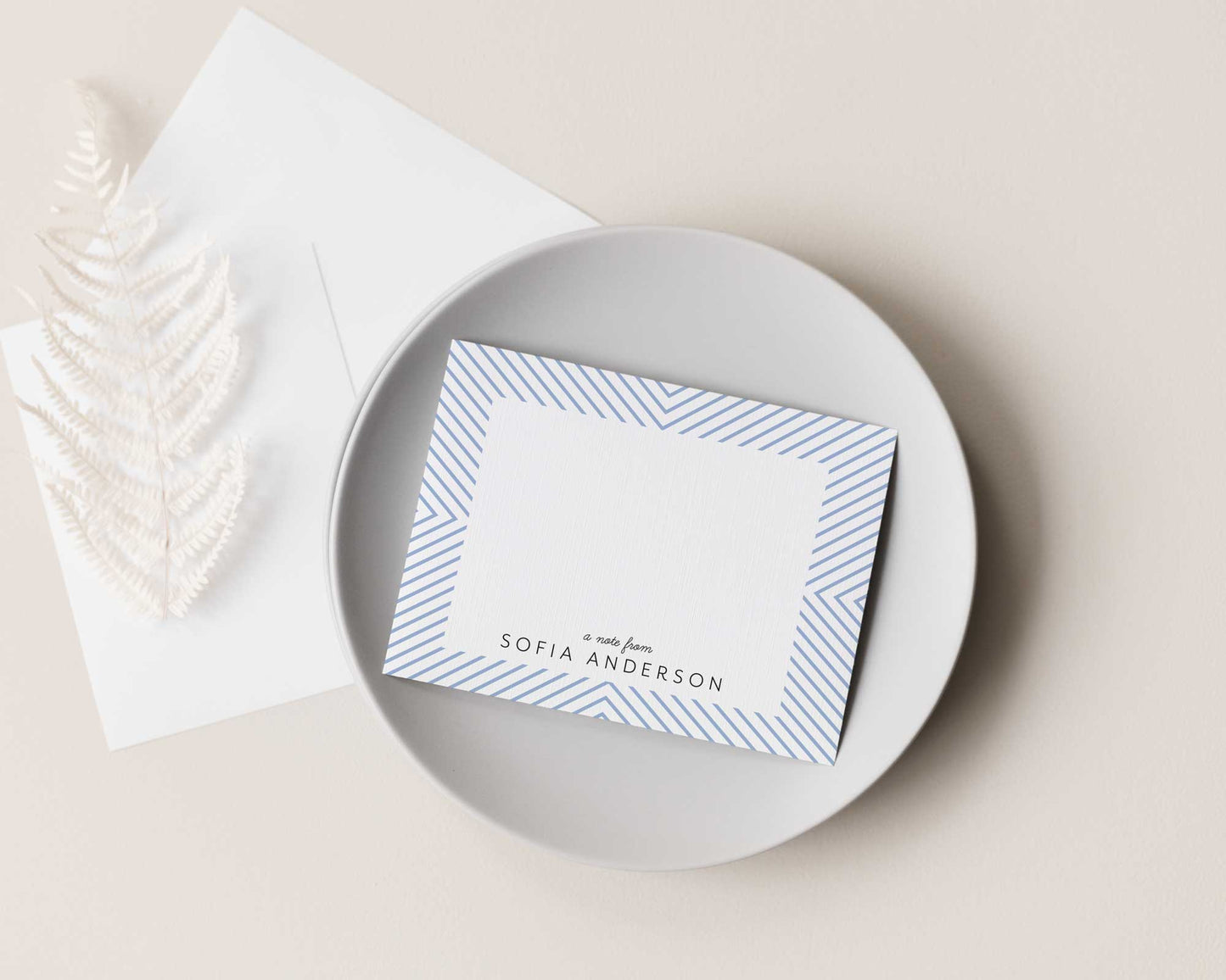 Chambray Striped Personalized Stationery