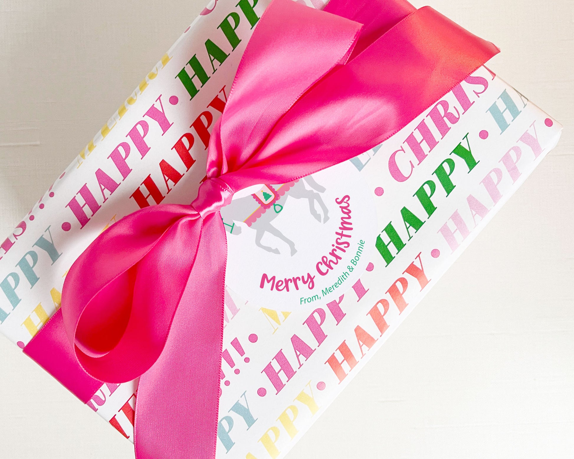 christmas pony personalized round holiday gift tags, meredith collie paper