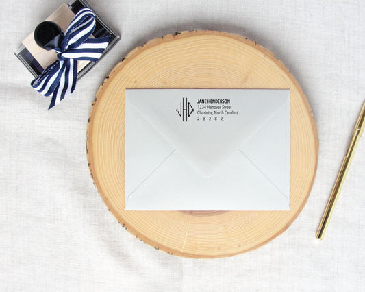 Diamond Monogram Return Address Stamp