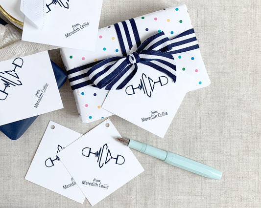Diamond Snaffle Monogram Square Gift Tag