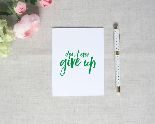 Don’t Ever Give Up Inspirational Greeting Card | Flamingos for a Cure | Meredith Collie Paper
