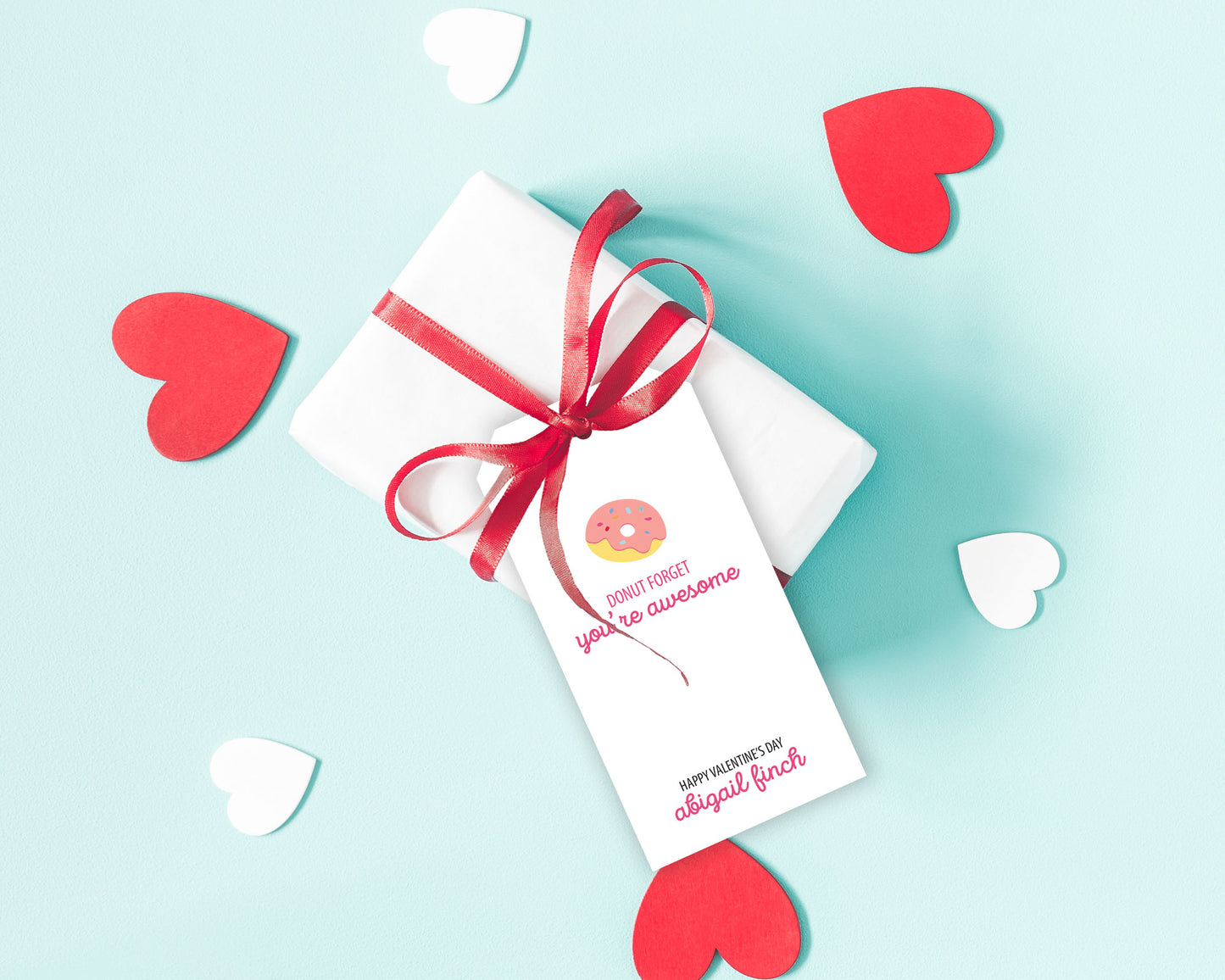 Rainbow Sprinkle Donut Personalized Valentine's Day Gift Tags