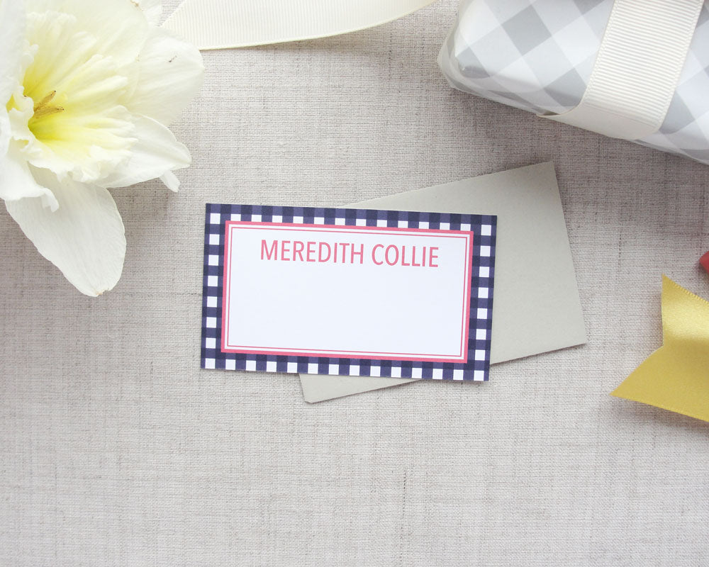 Personalized Enclosure Cards in Gingham | Meredith Collie Paper