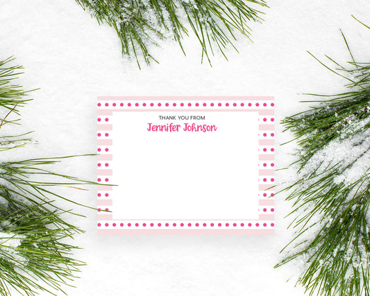 Personalized Christmas Stripes Holiday Thank You Notes