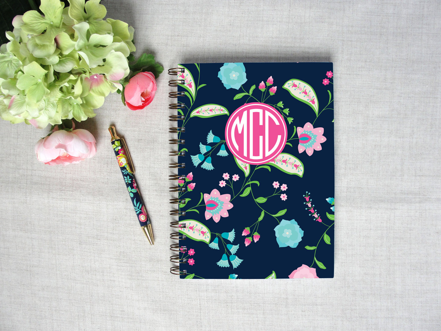 Floral Paisley Spiral Hardback Journal