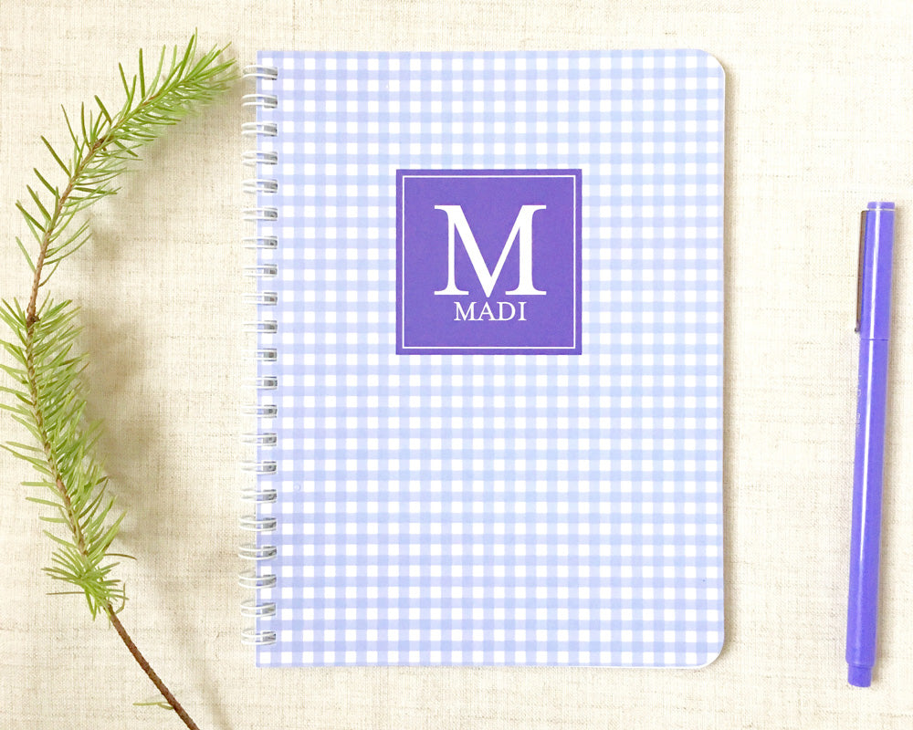 Gingham Personalized Spiral Notebook