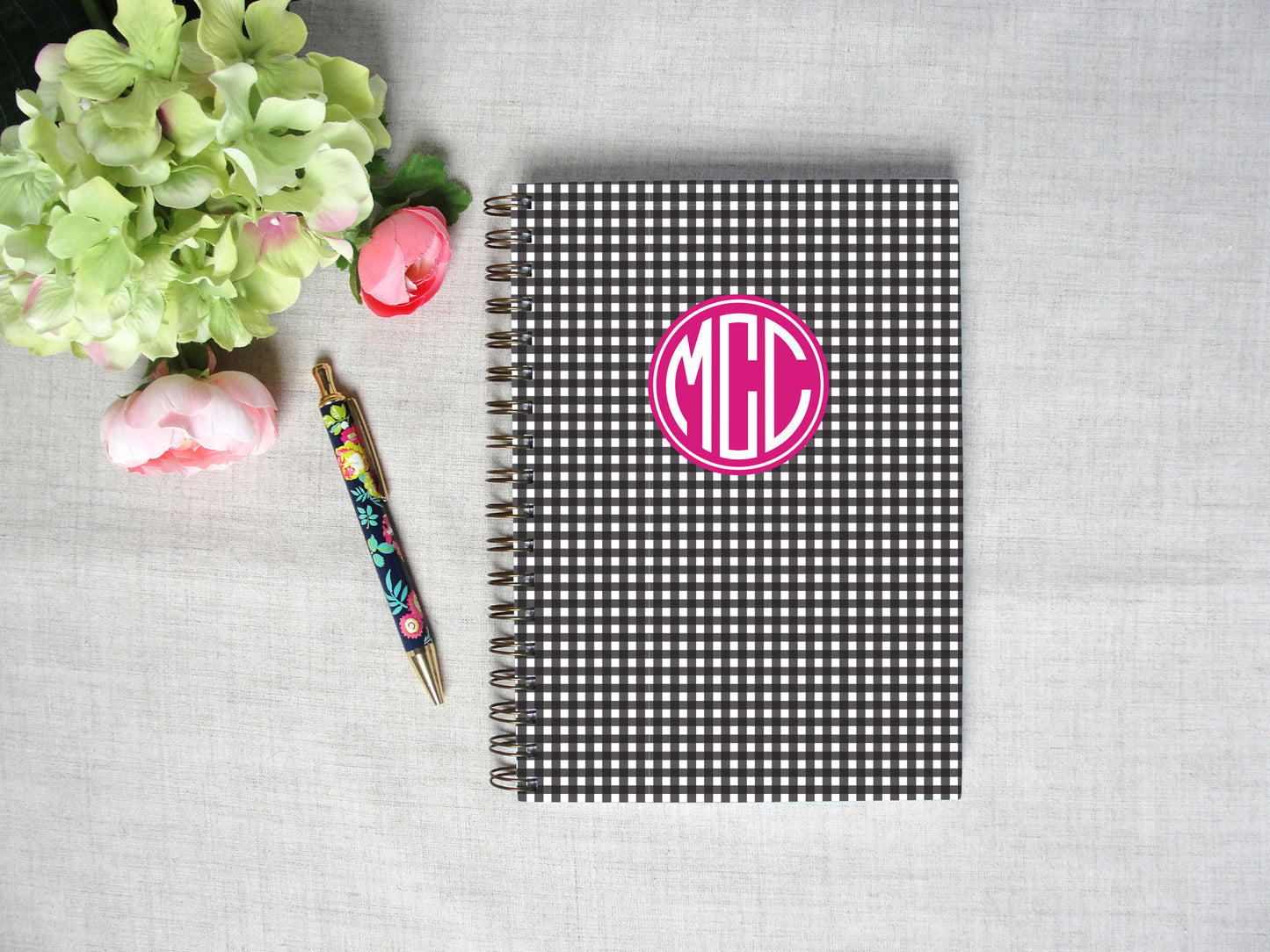 Gingham Spiral Hardback Journal