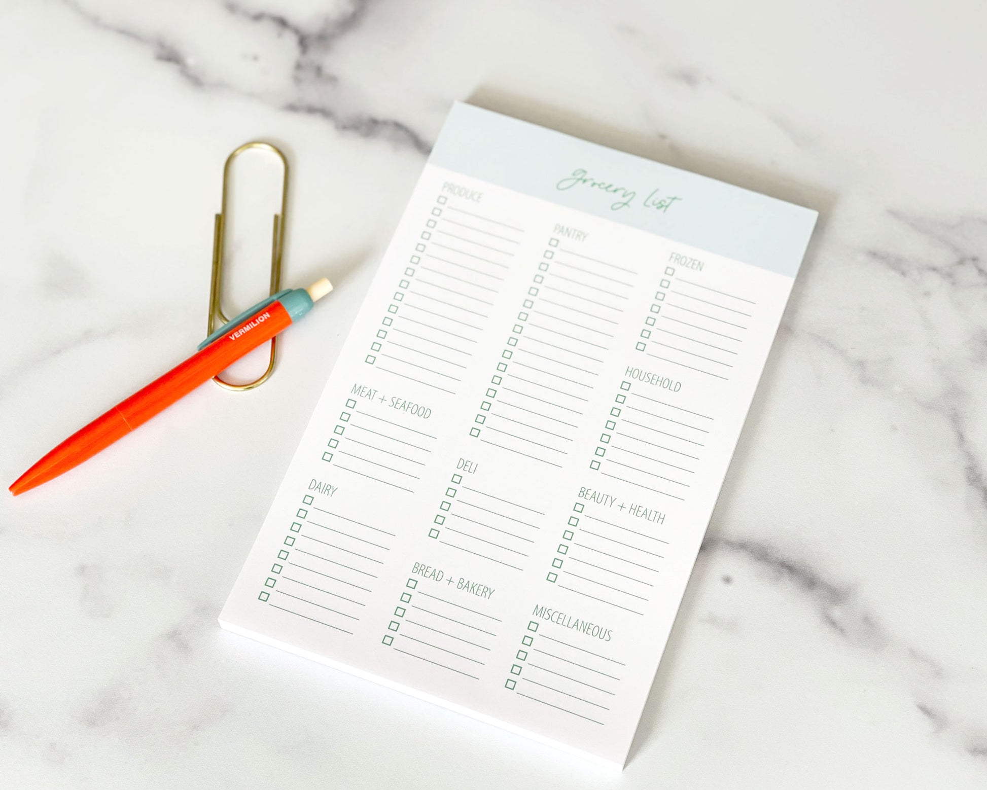 grocery list notepad, grocery store checklist, blue, Meredith Collie paper