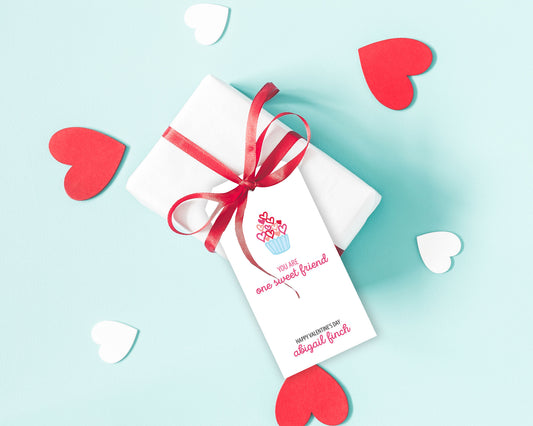 Heart Cupcake Personalized Valentine's Day Gift Tags