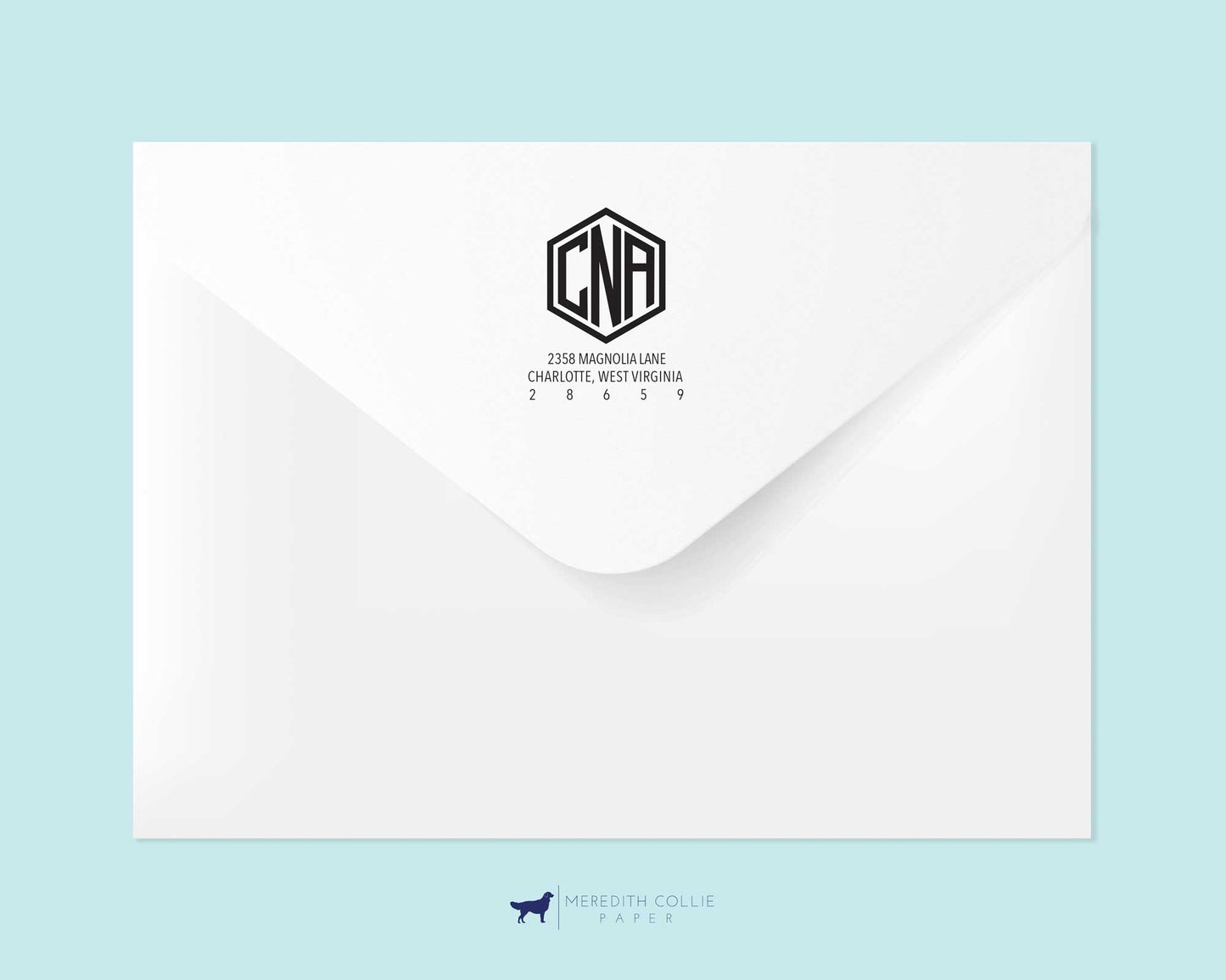 Hexagon Monogram Return Address Stamp