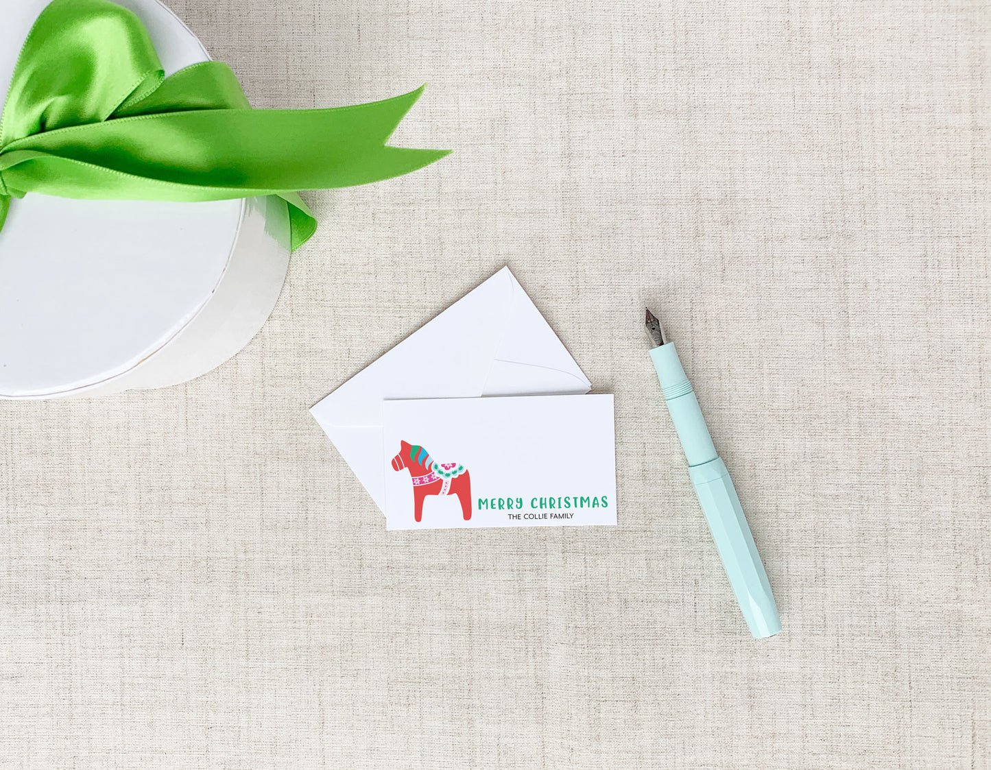 Personalized Christmas Dala Horse Holiday Enclosure Cards