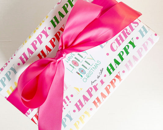 have a holly jolly christmas, whimsical personalized round gift tags, meredith collie paper