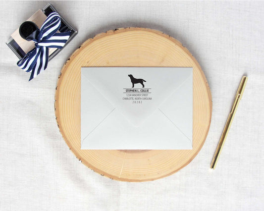 Labrador Retriever Silhouette Personalized Return Address Stamp