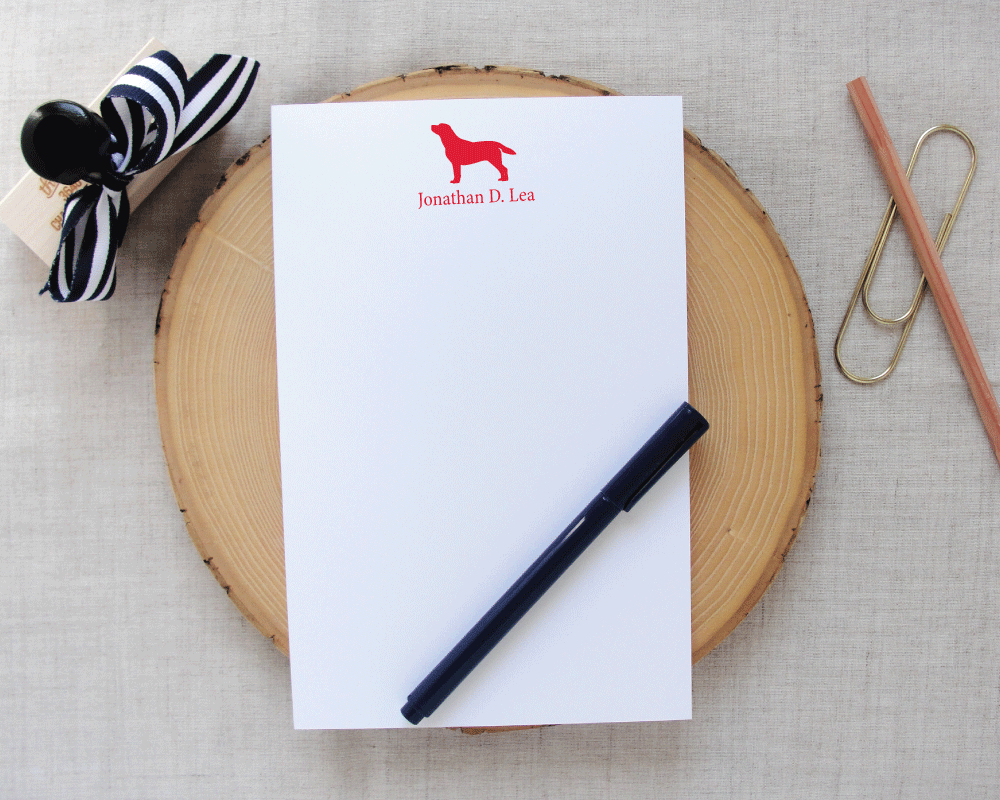 Labrador Retriever Silhouette Personalized Medium Notepad | Meredith Collie Paper