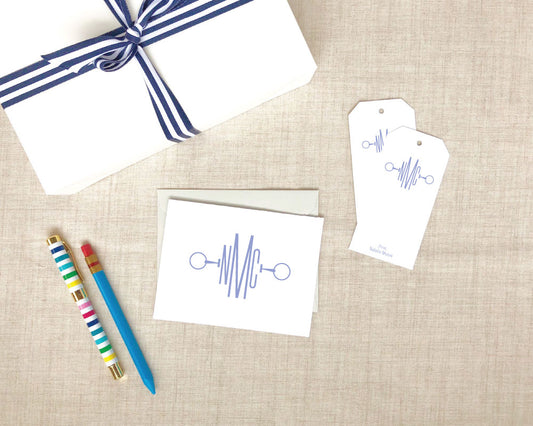 Loose Ring Snaffle Bit Monogram Stationery Gift Set Folded