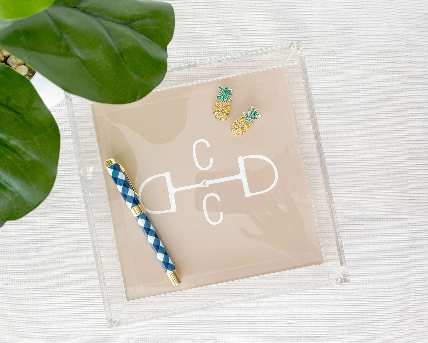 Equestrian Monogram Lucite Tray