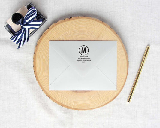 Modern Single Initial Monogram Return Address Stamp