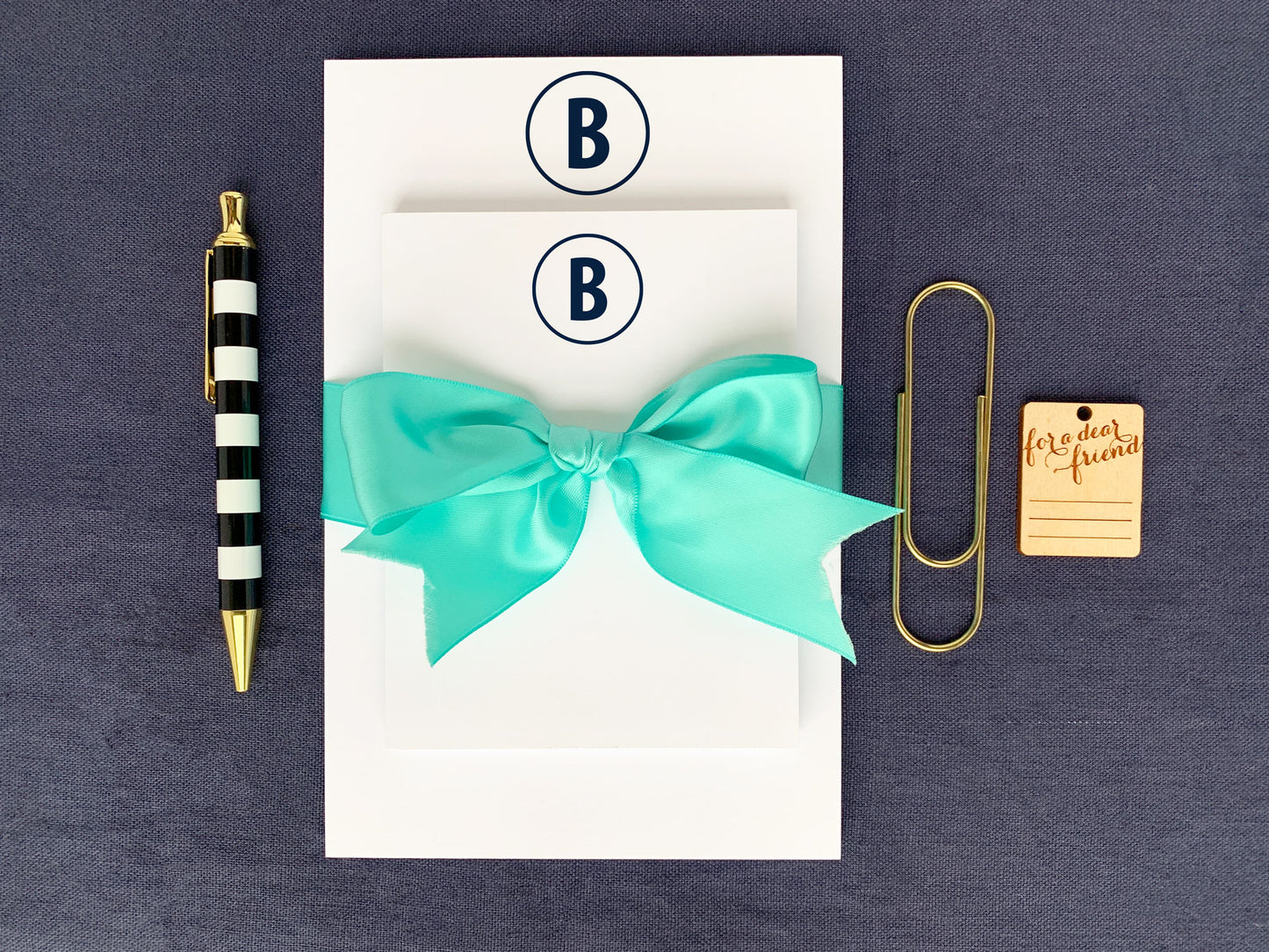 Modern Single Initial Monogram Notepad Gift Set