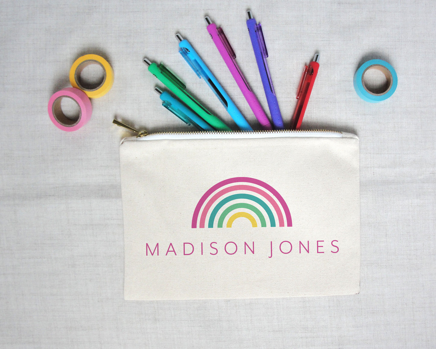 Modern Rainbow Personalized Pencil Pouch