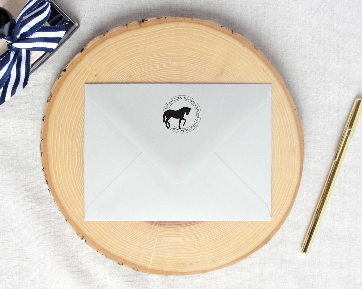 Modern Equestrian Silhouette Return Address Stamp