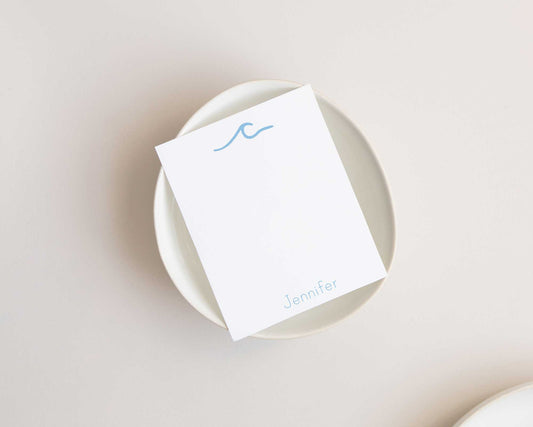 modern wave, personalized stationery set, ocean inspired, surfing inspired, simple design, Meredith Collie paper