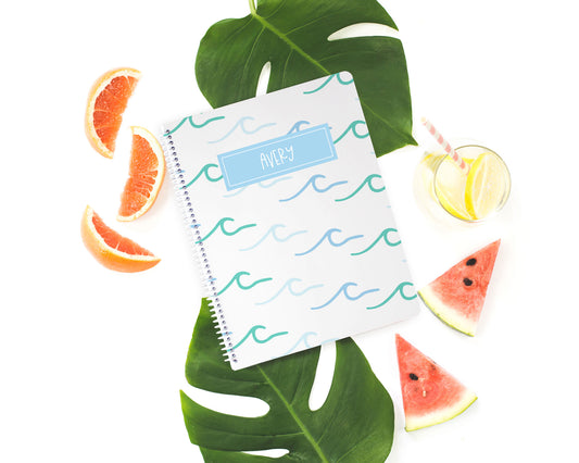 modern wave personalized spiral notebook, sketchbook, mini notebook, mini sketchbook, Meredith Collie paper